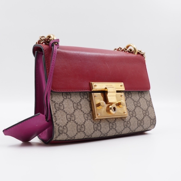BX35 💕 GUCCI Padlock Shoulder Bag GG Coated Canvas and Leather - Picture 5 of 15